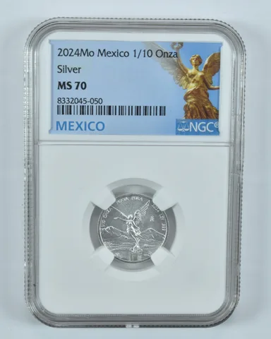 2024 Mo Mexico 1/10 Onza Silver Libertad MS70 NGC Mexico Label