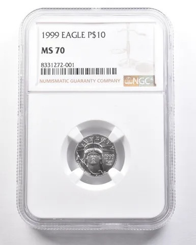 1999 $10 American Platinum Eagle 1/10 Oz 0.1 Oz Platinum MS70 NGC *4726