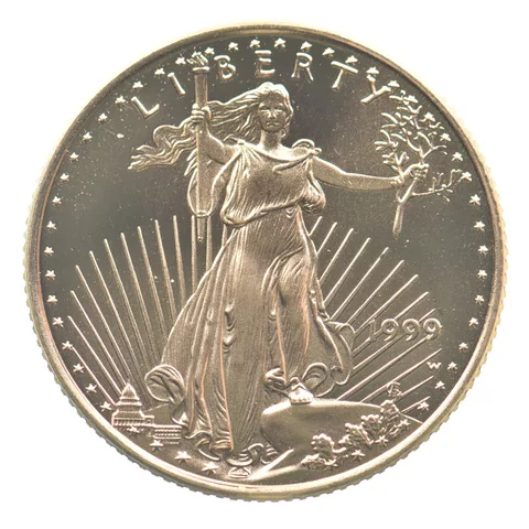 1999-W $10 Burnished Gold Eagle 1/4 Oz Gold * Unfinished Die Error *