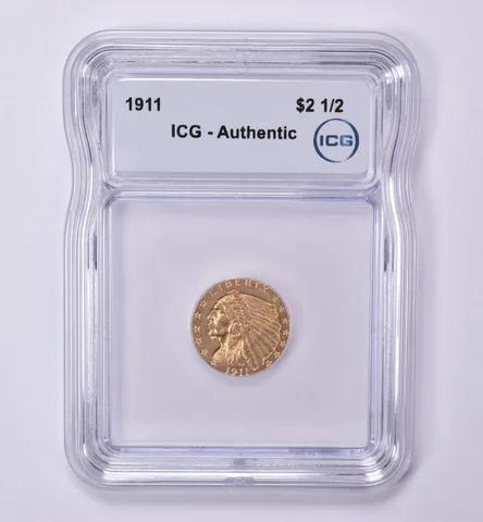 1911 $2.50 Indian Head Gold Quarter Eagle Authentic ICG *0495