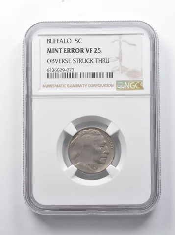 MINT ERROR VF25 Indian Head Buffalo Nickel OBV Struck Thru NGC *7922