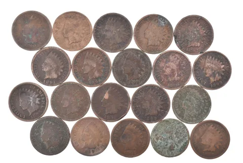 Lot 20 1800's 1890-1899 Indian Head Penny Cents US Coin Collection 2/5 Roll *497
