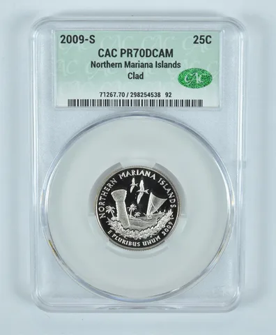 2009-S Washington State Quarter Northern Mariana Islands CLAD PR70 DCAM CAC CACg