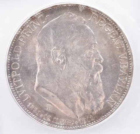 1911 D German States Bavaria 3 Mark MS64 ICG Beautiful Tone *1905