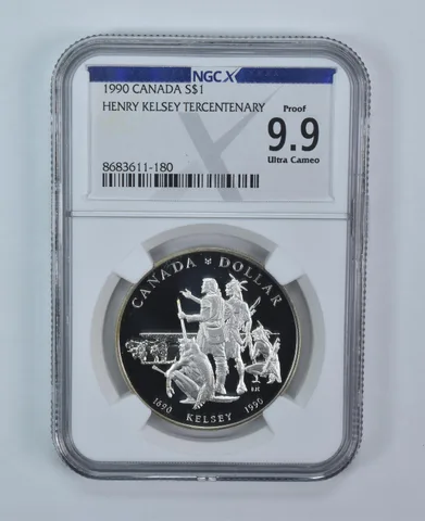 1990 Canada 1 Dollar Silver Henry Kelsey Proof 9.9 UCAM NGC X NGCX