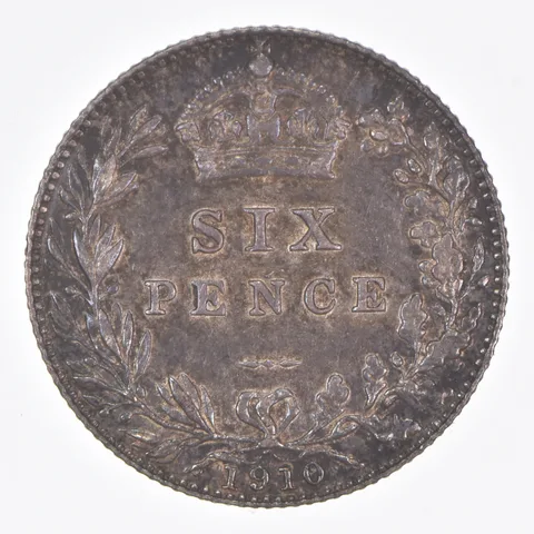 Better Date - 1910 Great Britain 6 Pence World Coin- Silver *083