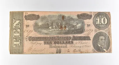 1864 $10 Confederate States Of America Large Note *3162