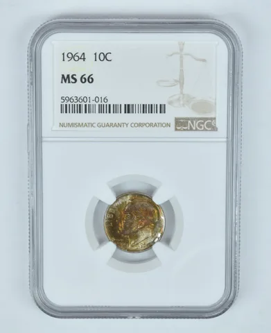 MS66 1964 Roosevelt Dime - Graded NGC Toned! a9063