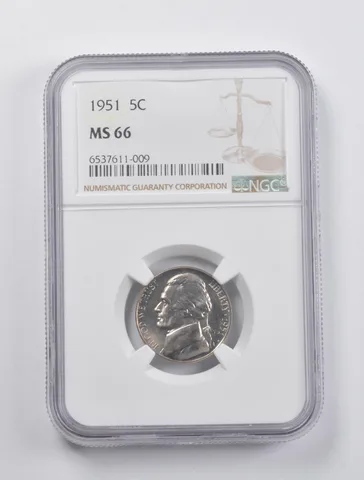 MS66 1951 Jefferson Nickel NGC a3009