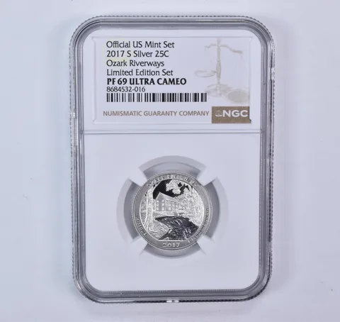 2017-S ATB Quarter Silver Ozark Riverways Limited Edition Set PF69 UCAM NGC