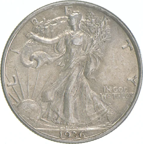 AU 1936 (P) Walking Liberty Half Dollar Almost Unc 90% Silver (1pc)