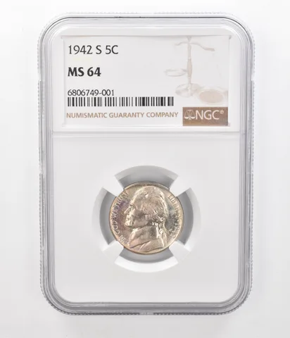 1942-S Jefferson Nickel MS64 NGC Beautiful Tone *2421