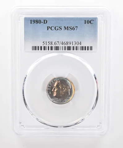 1980-D Roosevelt Dime MS67 PCGS Beautiful Tone *2776