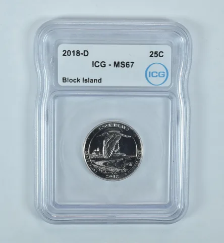 2018-D Washington Quarter ATB Block Island MS67 ICG