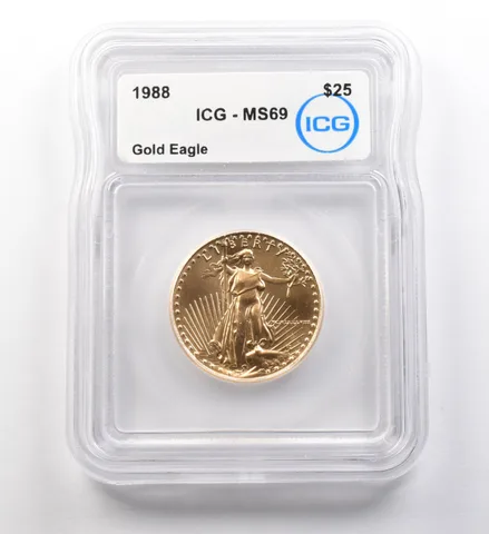 1988 $25 American Gold Eagle 1/2 Oz Gold MS69 ICG *8079