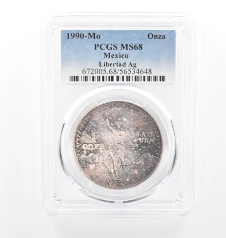 1990 Mo Mexico 1 Onza Silver Libertad MS68 PCGS Beautiful Tone *2105