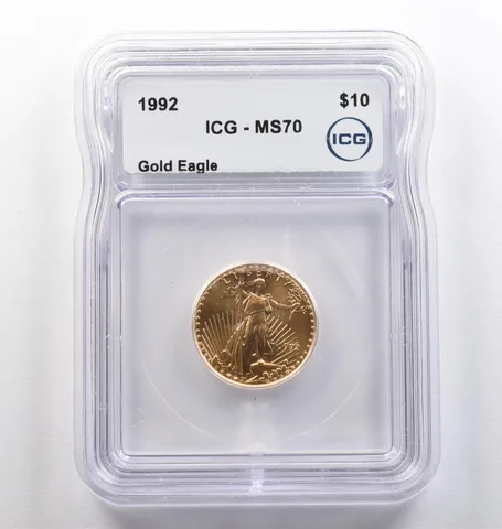 1992 $10 American Gold Eagle 1/4 Oz Gold MS70 ICG *4120