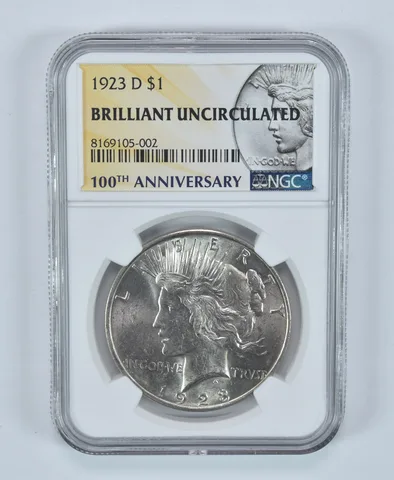 1923-D Peace Silver Dollar BU NGC Anniversary Label