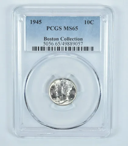 1945 Mercury Dime Boston Collection MS65 PCGS Blue Label