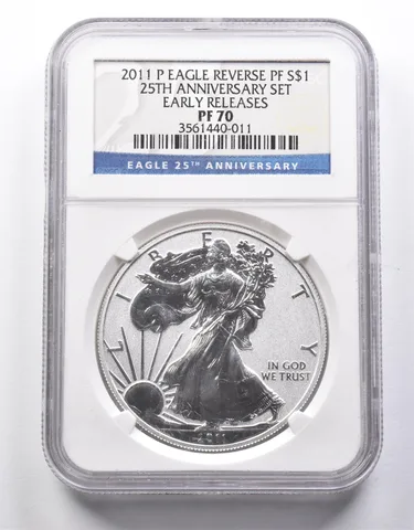 PF70 Reverse PF 2011-P American Silver Eagle 25th Anniv Set ER NGC a8662