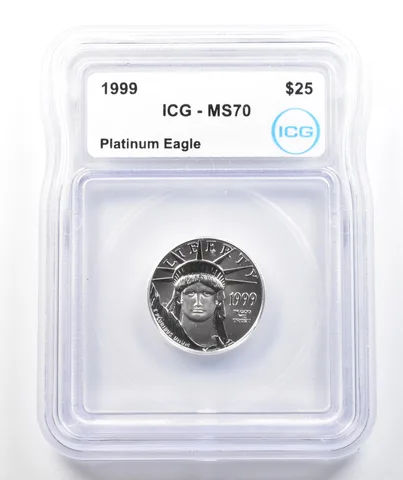 1999 $25 American Platinum Eagle 1/4 Oz Platinum MS70 ICG