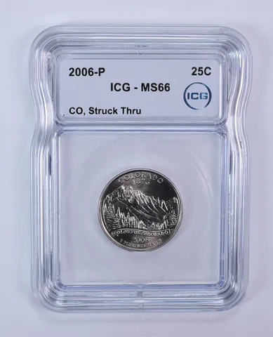 2006-P Washington State Quarter Colorado Mint Error Struck Thru MS66 ICG