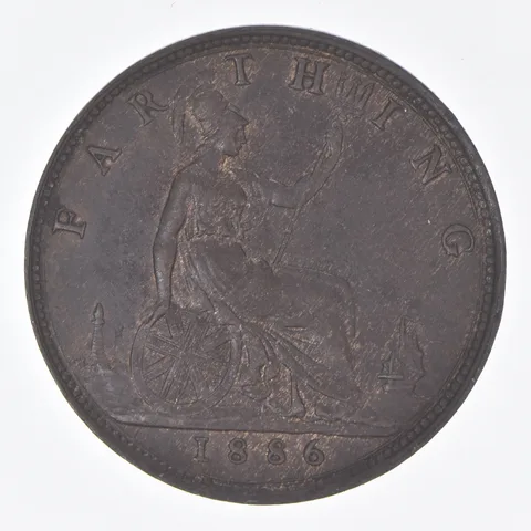 Better Date - 1886 Great Britain 1 Farthing World Coin *041