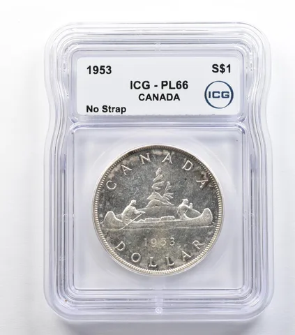 1953 Canada 1 Dollar Silver No Strap PL66 ICG *9332