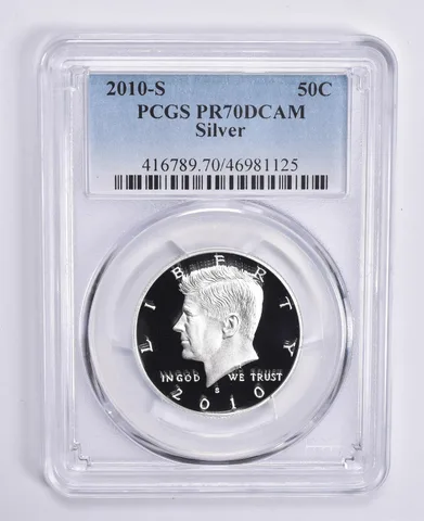 2010-S Kennedy Half Dollar Silver PR70 DCAM PCGS Blue Lbl