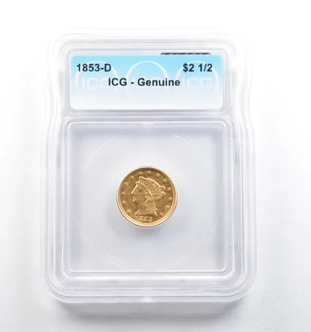 1853-D $2.50 Liberty Head Gold Quarter Eagle Genuine ICG a5685
