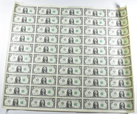 Lot (50) 2017 $1 New York NY FRN Uncut Sheet *8581