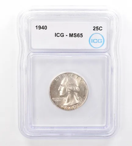 1940 Washington Quarter MS65 ICG Peripheral Tone *7331