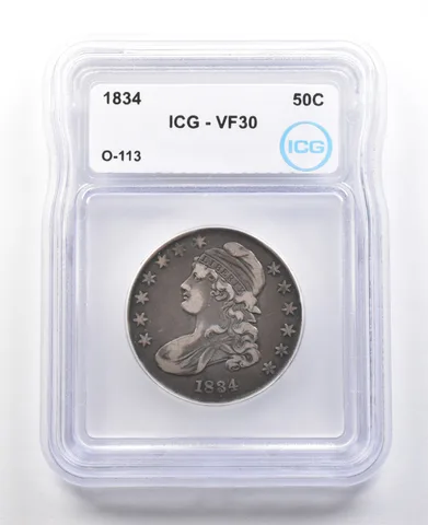 1834 Capped Bust Half Dollar O-113 VF30 ICG *3077