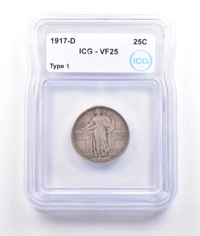 1917-D Standing Liberty Quarter Type 1 VF25 ICG *6887