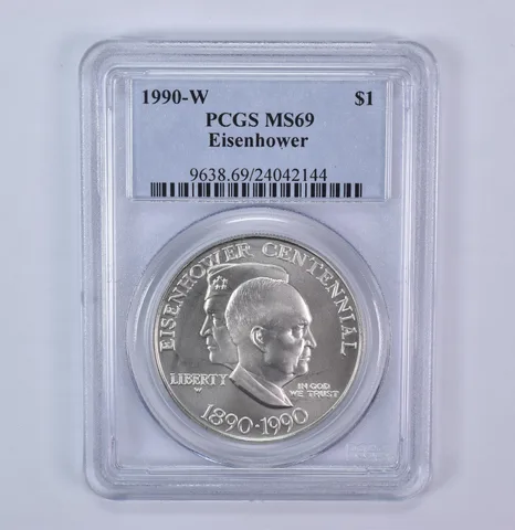 1990-W Eisenhower Commemorative Silver Dollar MS69 PCGS