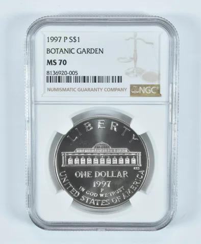 1997-P Botanic Gardens Commemorative Silver Dollar MS70 NGC
