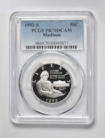 1993-S James Madison Commemorative Half Dollar PR70 PCGS Blue Label