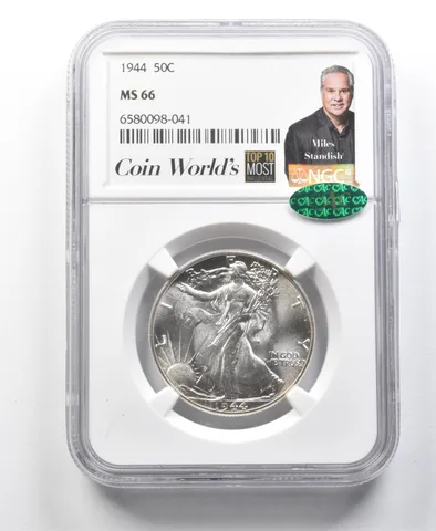 1944 Walking Liberty Half Dollar Miles Standish MS66 NGC CAC a8555