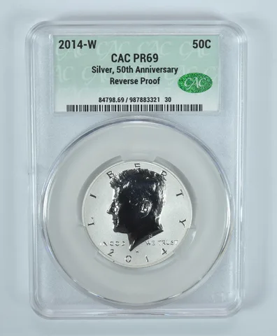2014-W Kennedy Half Dollar Silver 50th Anniversary Reverse Proof PR69 CAC CACg