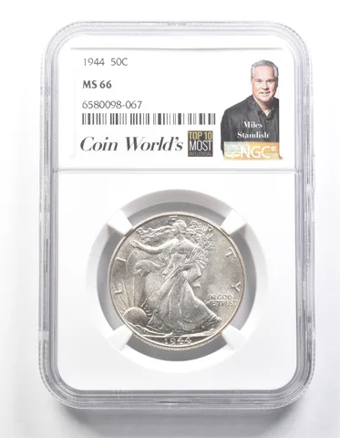 1944 Walking Liberty Half Dollar Miles Standish MS66 NGC *1338