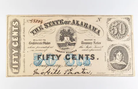1863 50 Cents Alabama Obsolete Note *8632