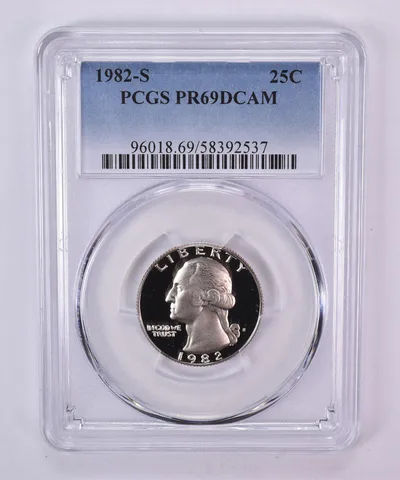 1982-S Washington Quarter PR69 DCAM PCGS Blue Label