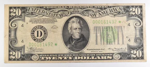 1934 $20 Cleveland OH FRN Star Note Light Green Seal a3397