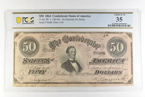 1864 $50 Confederate States America T-66 PF-1 CR-495 Choice VF35 PCGS *4472