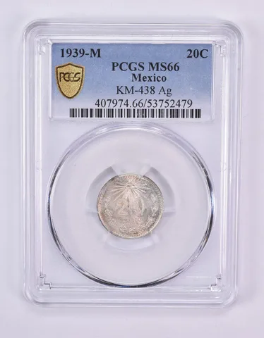 1939 M Mexico 20 Centavos Silver KM-438 MS66 PCGS