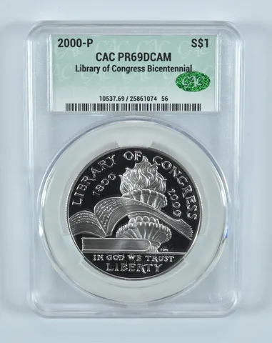 2000-P Library Of Congress Commemorative Silver Dollar PR69 DCAM CAC CACg