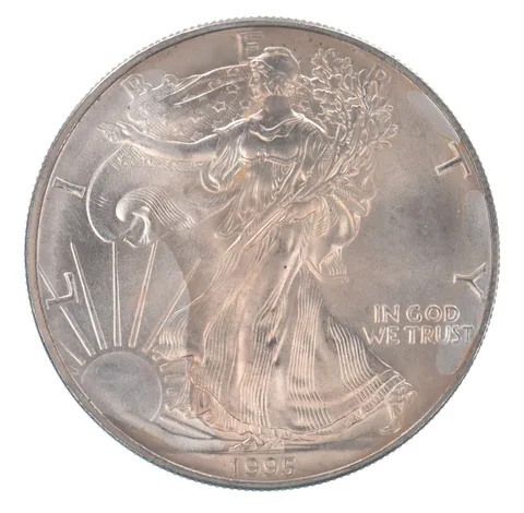 Beautiful Toned - 1995 American Silver Eagle 1 Troy Oz .999 Fine Silver *148