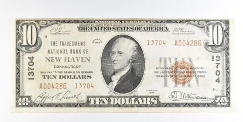 1929 $10 New Haven CT National Currency Note CH 13704 *0212