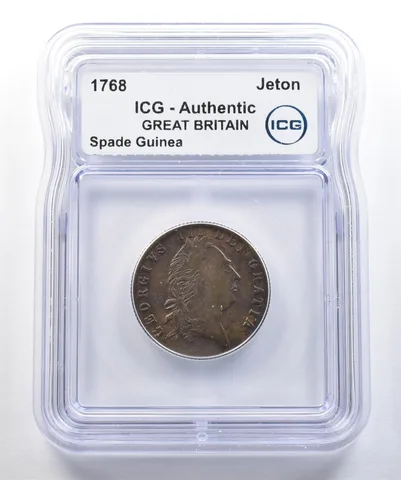 1768 Great Britain Jeton Spade Guinea Authentic ICG a7768
