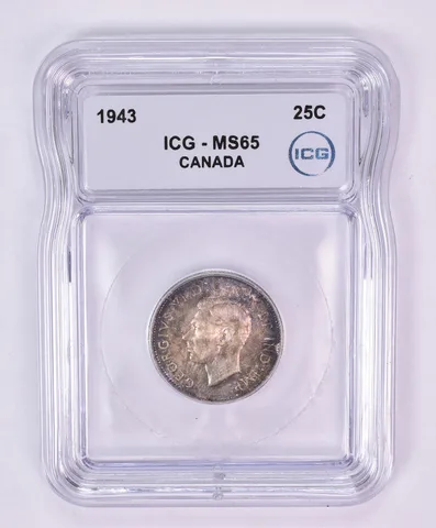1943 Canada 25 Cents MS65 ICG Beautiful Tone *1188